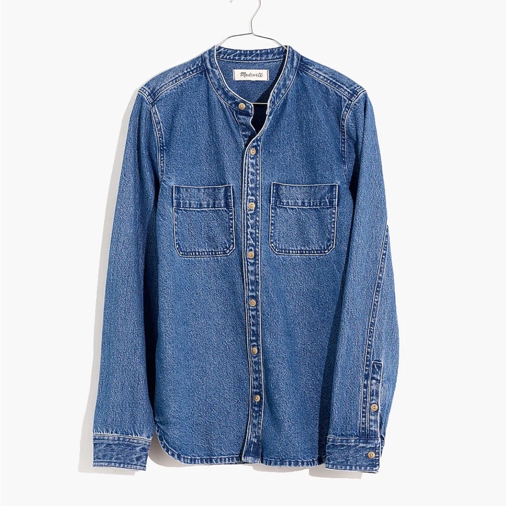 Madewell Denim Banded Collar Shirt Size S EUC